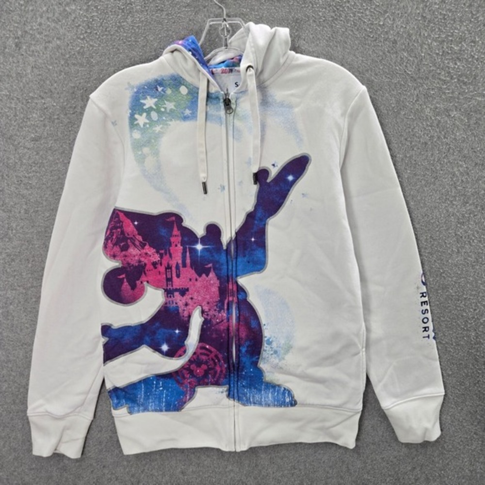 Disneyland Resort Women Sweatshirt M‎ White Hoodie 2017 Magic Mountain Glitter